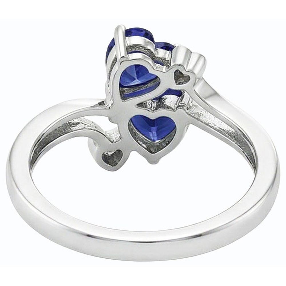 Toi et Moi Natural Earth Mined Diamond Anniversary Blue Heart Sapphire Ring 3.25 Carats