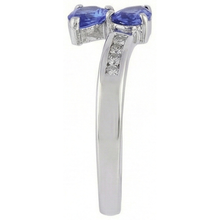 Toi et Moi Pear Ceylon Sapphire 2.20 Carat Natural Earth Mined Diamond Ring White Gold 14K