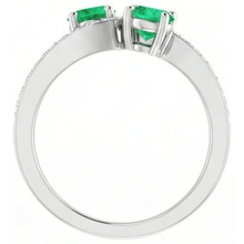 Toi et Moi Round Green Emerald 2.60 Carats Natural Earth Mined Diamond Ring White Gold 14K