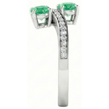 Toi et Moi Round Green Emerald 2.60 Carats Natural Earth Mined Diamond Ring White Gold 14K