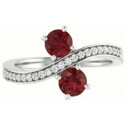 Toi et Moi Round Ruby & Natural Earth Mined Diamond Ring 2.60 Carats White Gold 14K