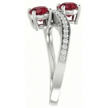 Toi et Moi Round Ruby & Natural Earth Mined Diamond Ring 2.60 Carats White Gold 14K