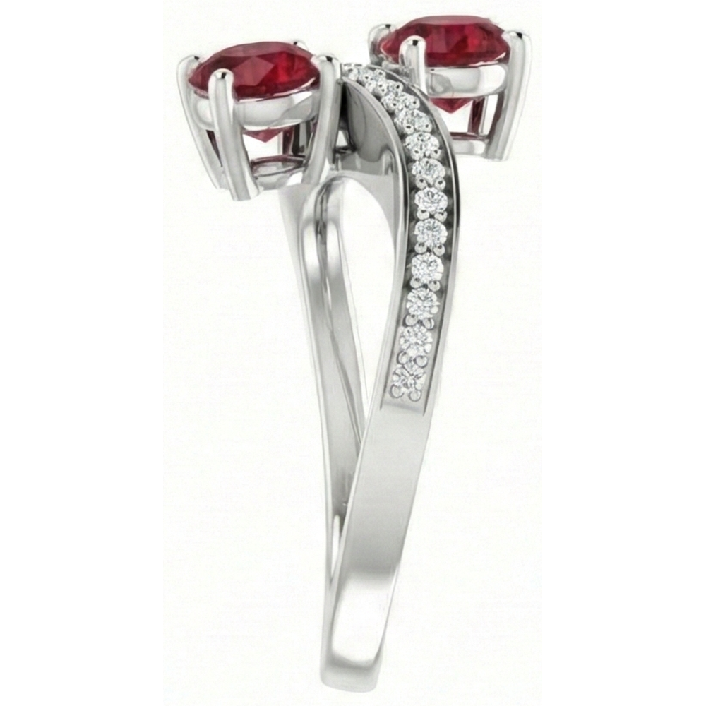 Toi et Moi Round Ruby & Natural Earth Mined Diamond Ring 2.60 Carats White Gold 14K
