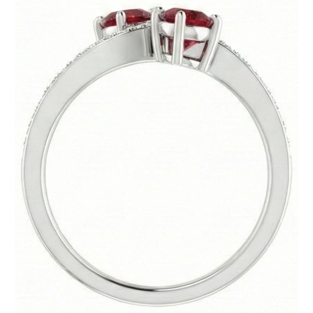 Toi et Moi Round Ruby & Natural Earth Mined Diamond Ring 2.60 Carats White Gold 14K