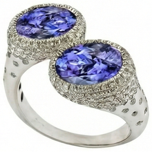 Toi et Moi Tanzanite Solitaire Ring With Natural Earth Mined DIAMOND ( NOT LAB GROWN )s Accents 5.50 Carats