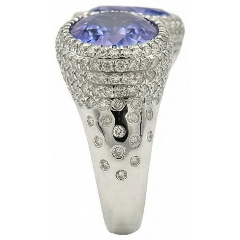 Toi et Moi Tanzanite Solitaire Ring With Natural Earth Mined DIAMOND ( NOT LAB GROWN )s Accents 5.50 Carats