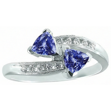 Toi et Moi Trillion Tanzanite And Round Natural Earth Mined DIAMOND ( NOT LAB GROWN )s Ring 2.50 Carats Gold