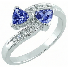Toi et Moi Trillion Tanzanite And Round Natural Earth Mined DIAMOND ( NOT LAB GROWN )s Ring 2.50 Carats Gold
