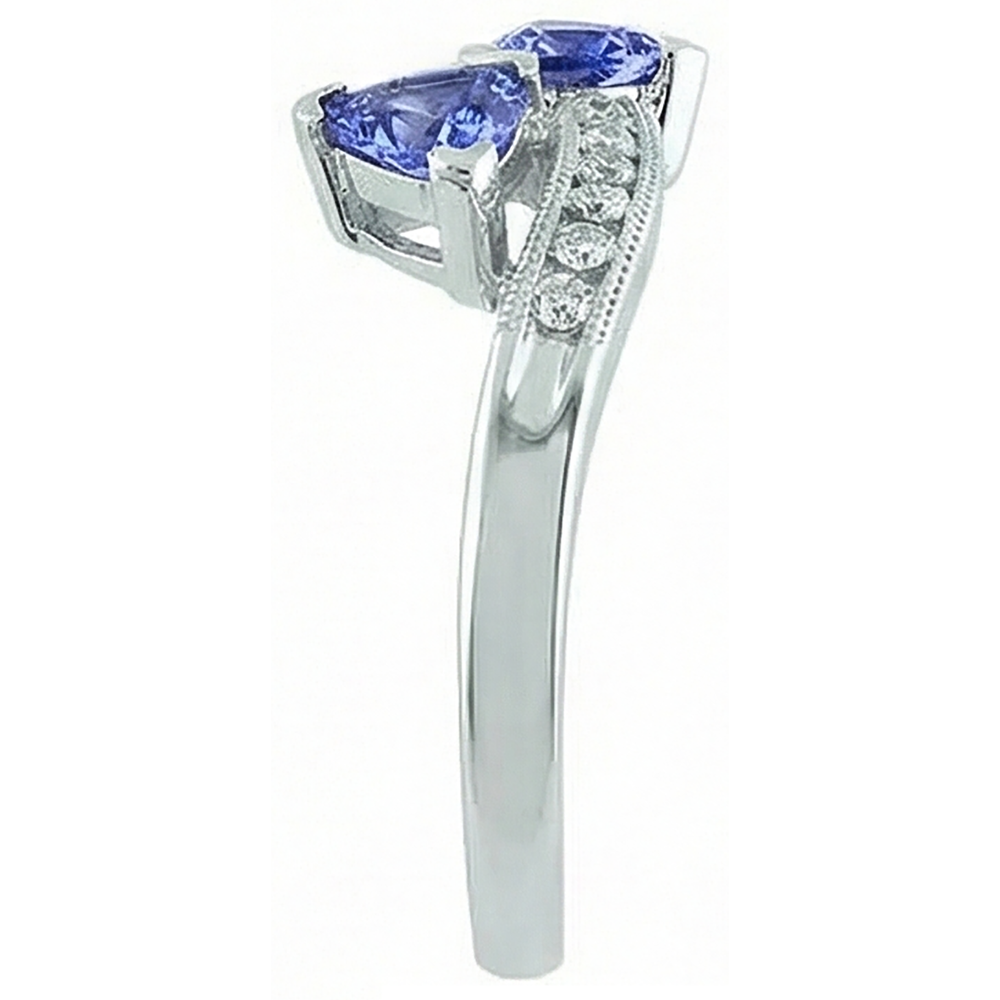 Toi et Moi Trillion Tanzanite And Round Natural Earth Mined DIAMOND ( NOT LAB GROWN )s Ring 2.50 Carats Gold