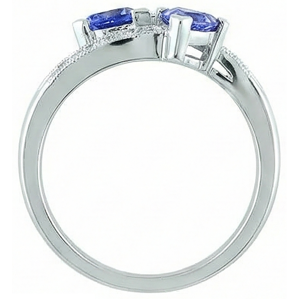 Toi et Moi Trillion Tanzanite And Round Natural Earth Mined DIAMOND ( NOT LAB GROWN )s Ring 2.50 Carats Gold