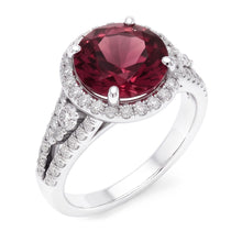 Tourmaline And Natural Earth Mined Diamonds 9 Carats Engagement Ring Gold White 14K