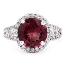 Tourmaline And Natural Earth Mined Diamonds 9 Carats Engagement Ring Gold White 14K