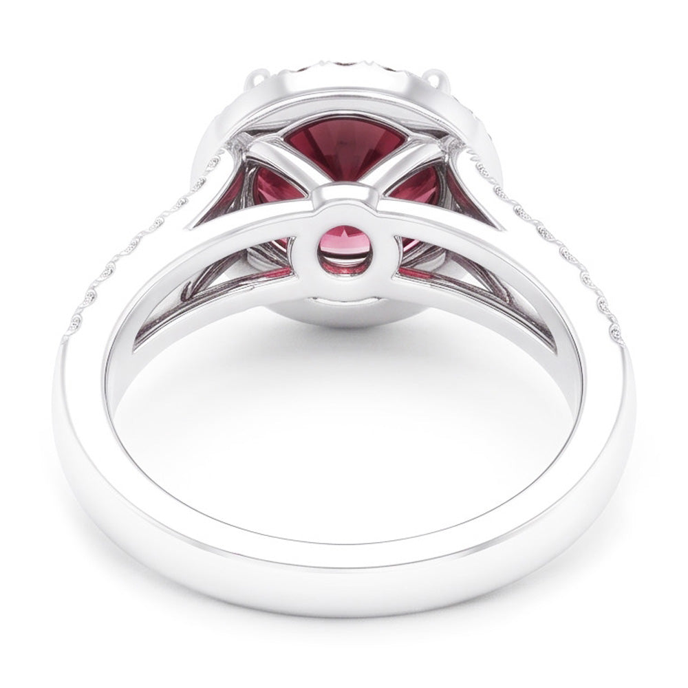 Tourmaline And Natural Earth Mined Diamonds 9 Carats Engagement Ring Gold White 14K