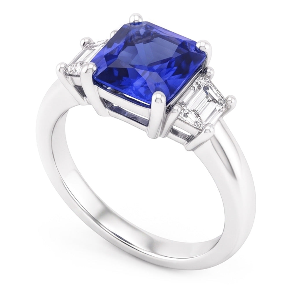 Trapezoid Natural Earth Mined Diamond 3 Stone Radiant Shaped Ring Jewellery 2.50 Carats