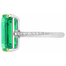 Emerald Emerald Cut Precious Stone Ring in 14K Two Tone Gold – side view