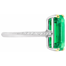 Precious Stone Ring 14K Two Tone Gold with Emerald – angle view