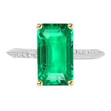 Emerald Emerald Cut Precious Stone Ring in 14K Two Tone Gold – main view