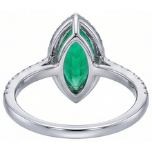 Marquise Colombian Emerald ring in 14K Two Tone Gold – back view