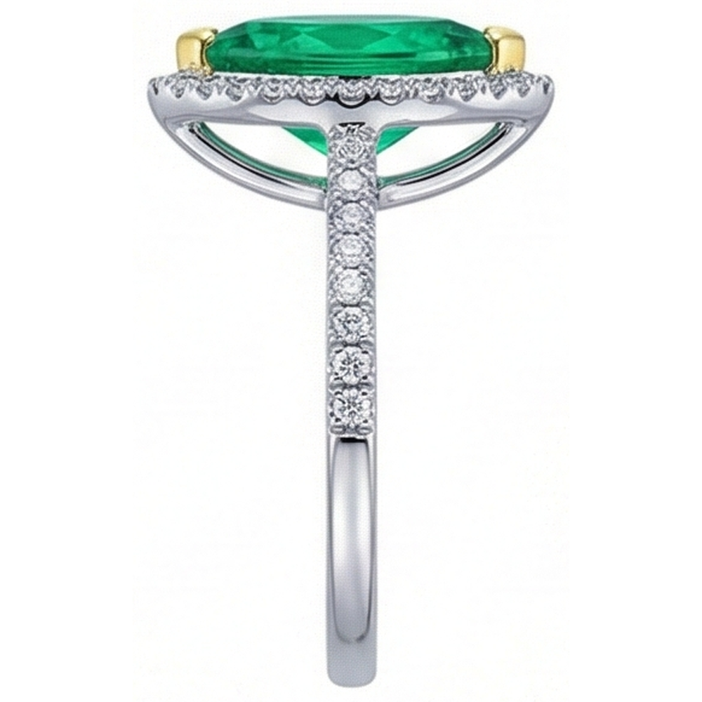Natural Colombian Emerald Gemstone Ring 2.50 ct 14K Two Tone Gold – profile view