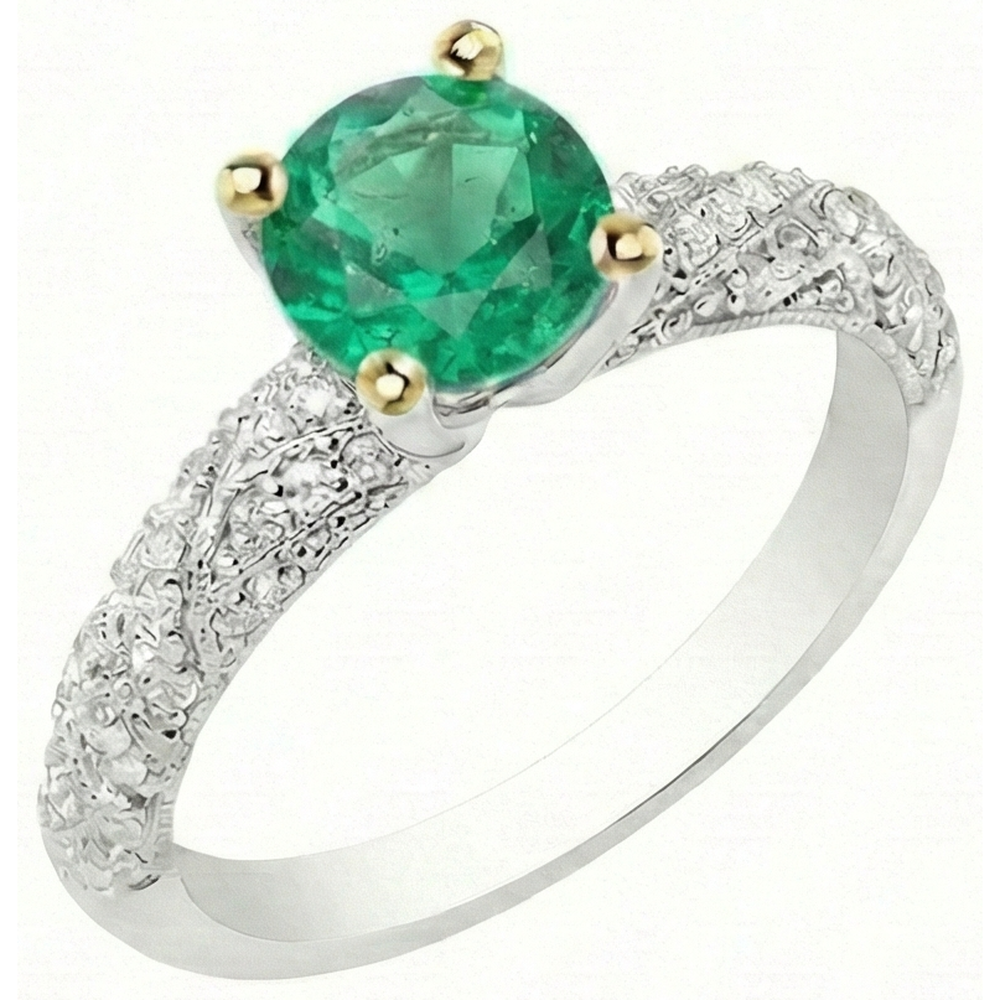 Natural Fine Emerald Precious Stone Ring – front view