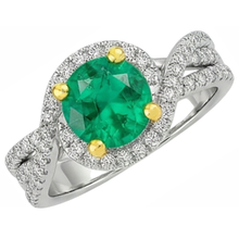 Emerald Precious Stone Ring 2.50-ct Two-Tone 14K Gold – profile view