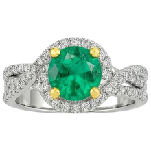 Emerald Precious Stone Ring 2.50-ct Two-Tone 14K Gold – front view