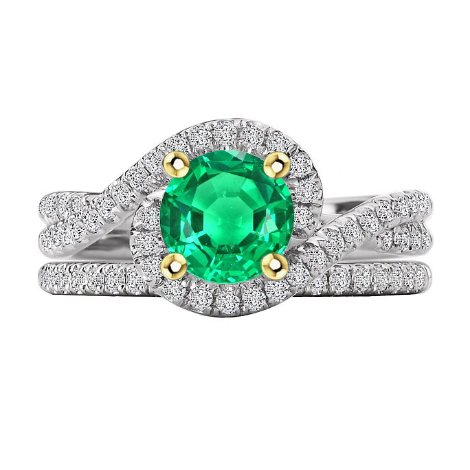 Emerald Precious Stone Ring 2.50-ct Two-Tone 14K Gold – main view