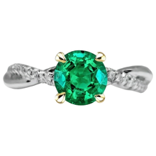 Colombian Emerald Colored Stone Ring 2-ct Two-Tone 14K Gold – angle view