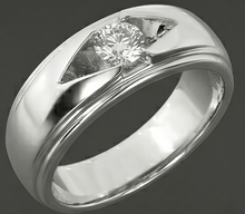 Trendy Mens Ring Real Round Natural Earth Mined Diamond Solitaire