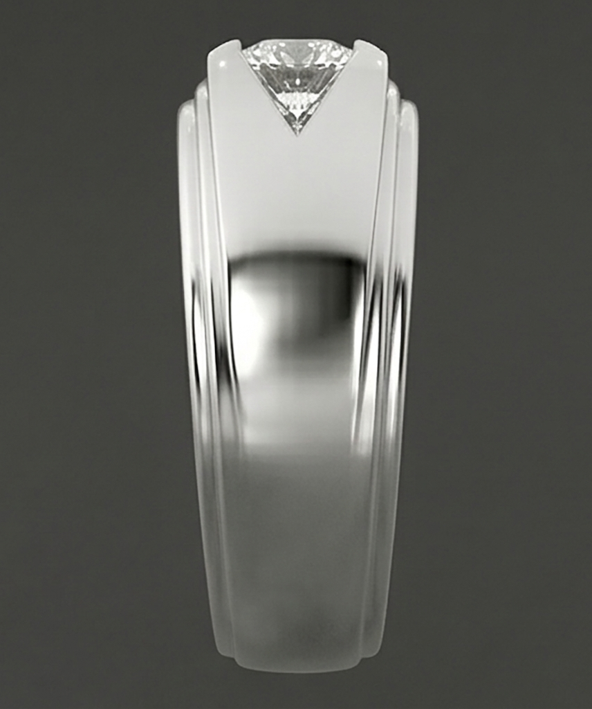 Trendy Mens Ring Real Round Natural Earth Mined Diamond Solitaire