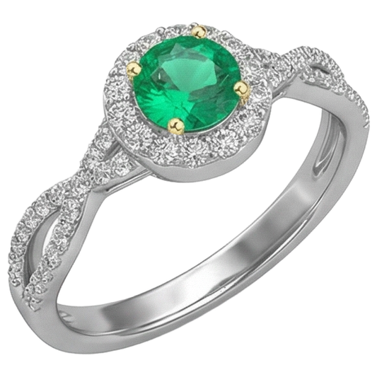 Premium Colombian Emerald Precious Stone Ring 1 ct – front view