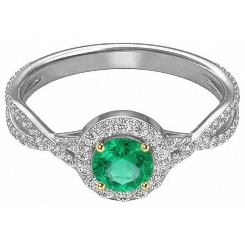 Premium Colombian Emerald Precious Stone Ring 1 ct – side view