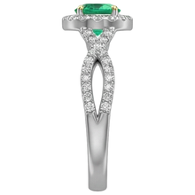 Earth-Mined Colombian Emerald Precious Stone Ring 1 ct 14 Karat Two Tone Gold – top view