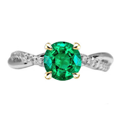 Earth-Mined Colombian Emerald Colored Stone Ring – main view