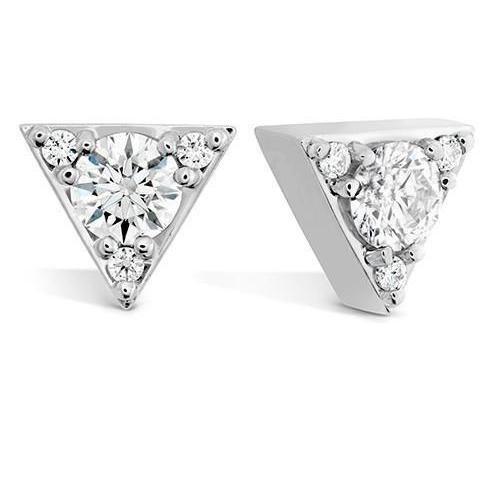 Triangle Shape Studs Earrings 1.80 Carats Real Sparkling Diamonds WG 14K