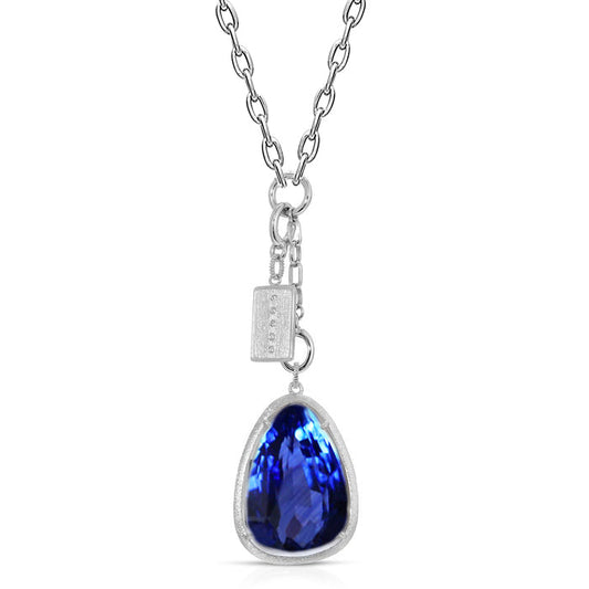 IGI CERTIFIED Triangle Shape Sapphire Dog Tag Pendant Men’s Gold