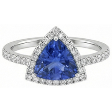 Trilliant Cut Sapphire Halo Ring