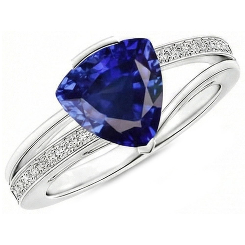 Trilliant Cut Sapphire Jewellery Natural Earth Mined Diamond Ring