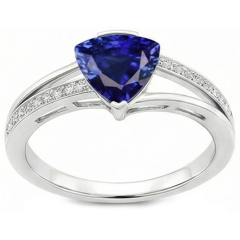Trilliant Cut Sapphire Jewellery Natural Earth Mined Diamond Ring