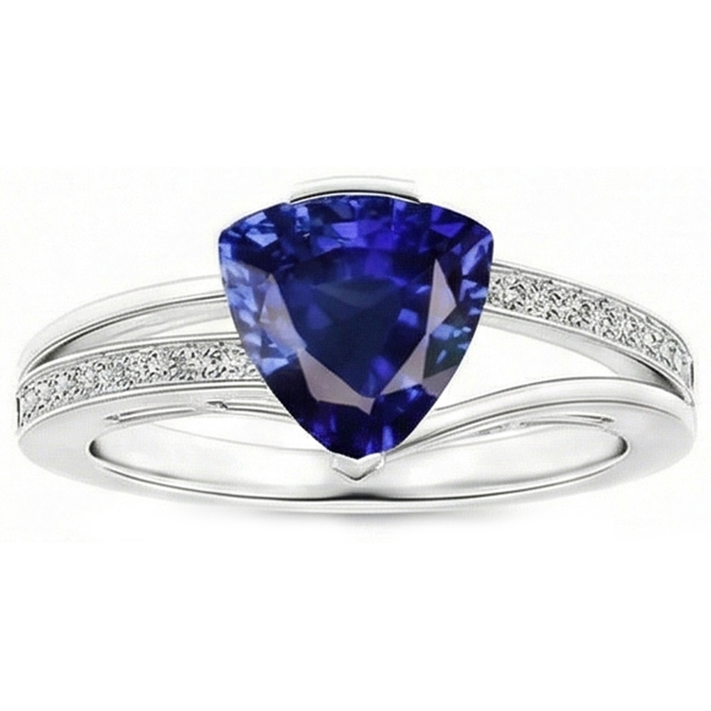 Trilliant Cut Sapphire Jewellery Natural Earth Mined Diamond Ring