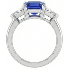 Trilliant Natural Earth Mined Diamond Sapphire Asscher Cut Ring