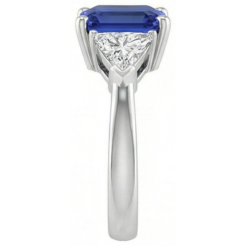 Trilliant Natural Earth Mined Diamond Sapphire Asscher Cut Ring