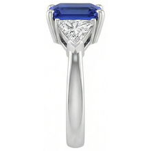 Trilliant Natural Earth Mined Diamond Sapphire Asscher Cut Ring