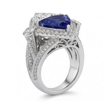 Trilliant Natural Earth Mined Diamond Sapphire Cocktail Ring