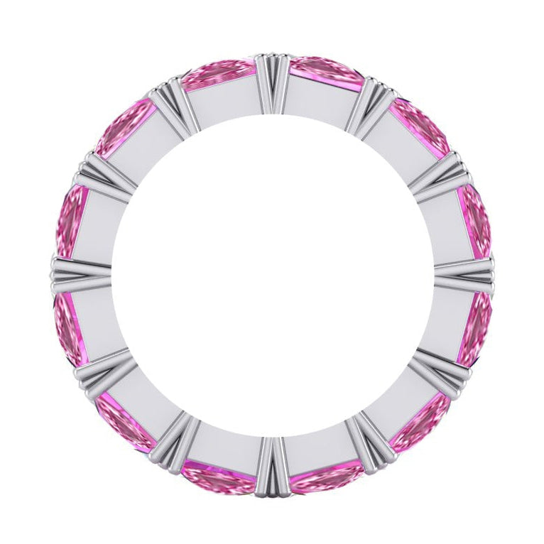 Trilliant Pink Genuine Sapphire Diamond Eternity Band 9 Ct  Jewelry