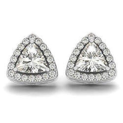 Trillion And Round Cut Gorgeous 4.70 Ct Natural Diamonds Studs Halo Earring