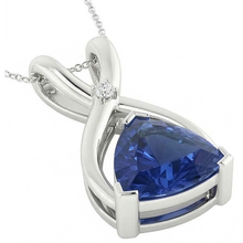 Trilliant Cut Royal Blue Sapphire ring in 14K White Gold – angle view