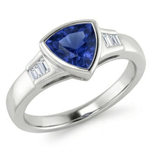 Trillion Ceylon Blue Sapphire Natural Earth Mined DIAMOND ( NOT LAB GROWN )s Engagement Ring 1.25 Ct New