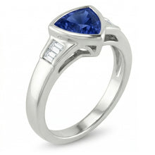 Trillion Ceylon Blue Sapphire Natural Earth Mined DIAMOND ( NOT LAB GROWN )s Engagement Ring 1.25 Ct New