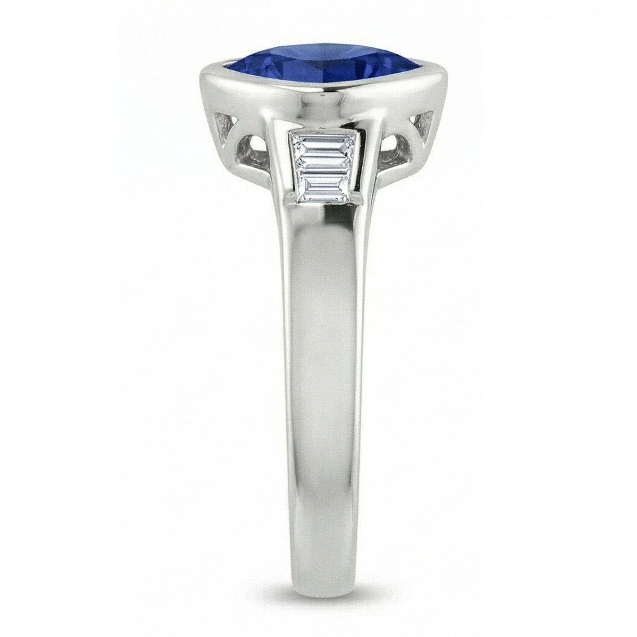 Trillion Ceylon Blue Sapphire Natural Earth Mined DIAMOND ( NOT LAB GROWN )s Engagement Ring 1.25 Ct New